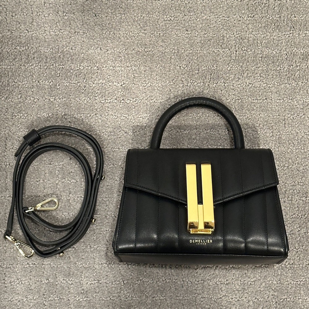 DeMellier Black Mini Top-Handle Bag with Gold Hardware - Picture 3 of 16